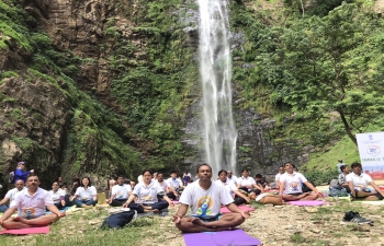 Demonstration of Yoga at Wli Waterfall (April 2022)